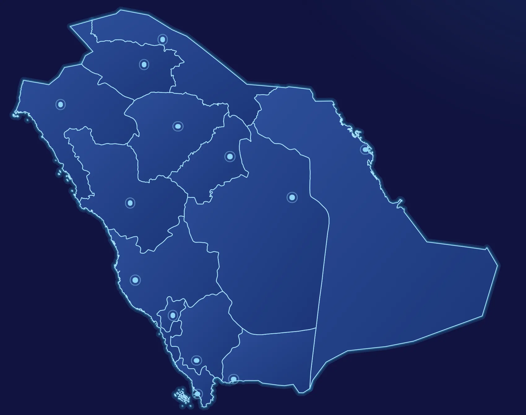 Map of the Saudi regions covered by Asl